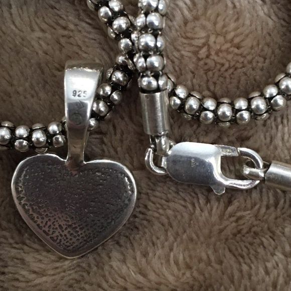 SILPADA Sterling Silver Heart Pendant Popcorn Necklace S1516 N1106 Retired HTF - Picture 5 of 8